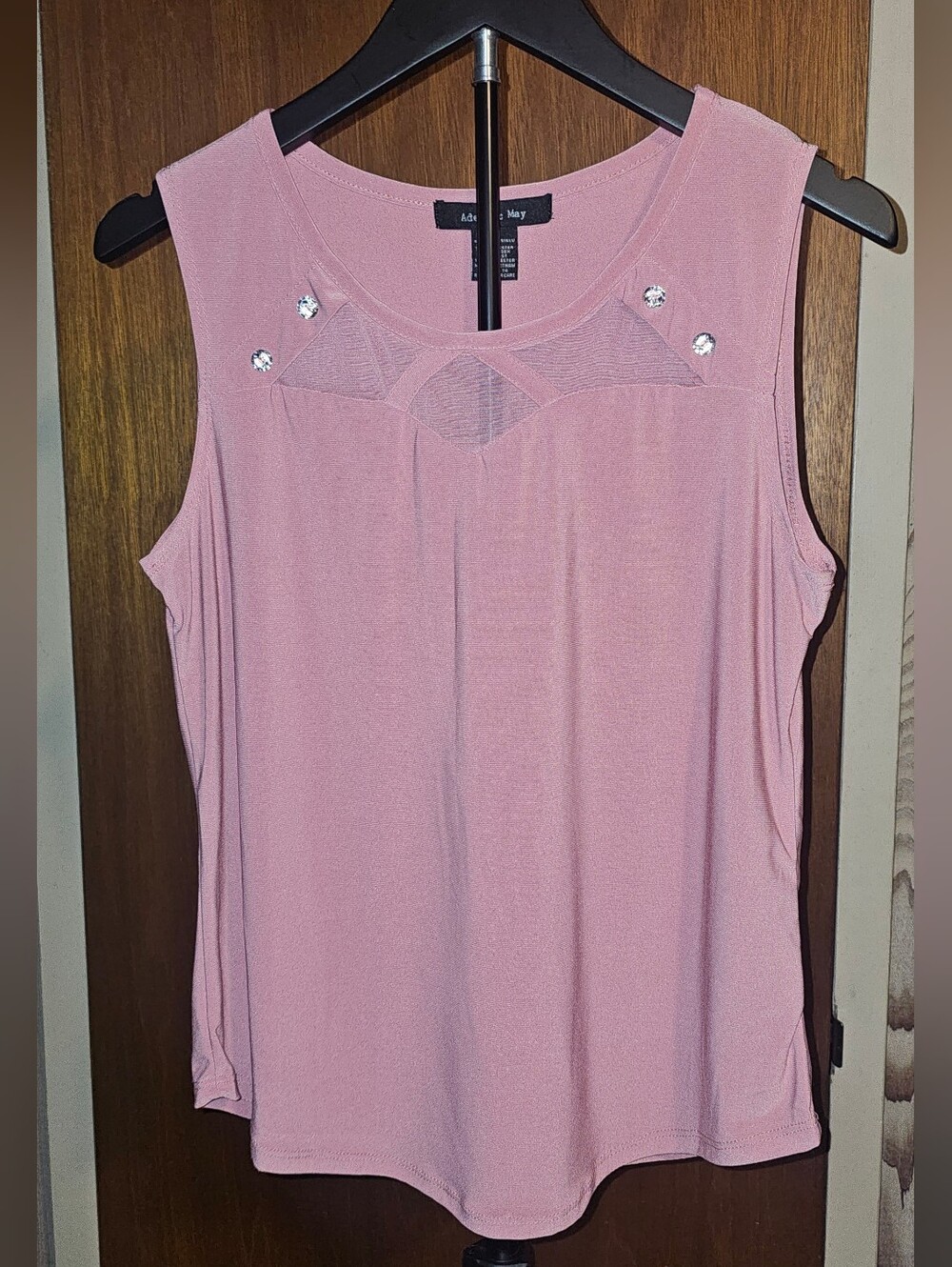 Adele & May Rose Pink Jewel-Trim Sleeveless Tank Small